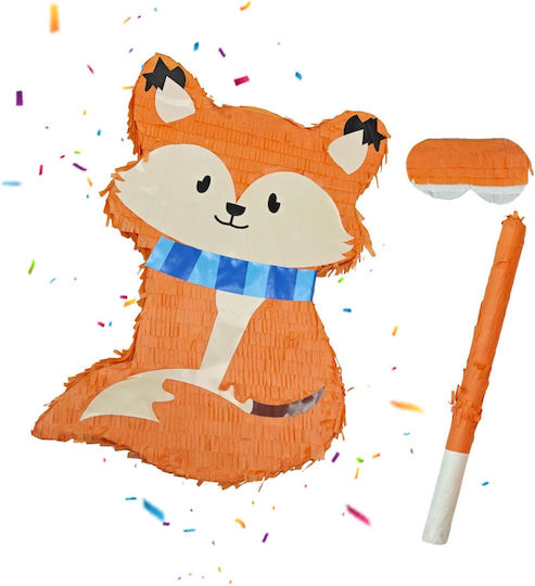 Relaxdays Fox Pinata Set Stick Mask Multicolor 45x31x9 Cm