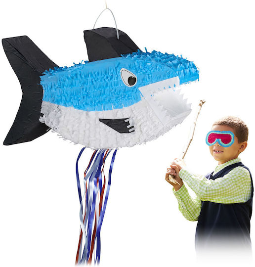 Pinata Pentru Copii Relaxdays Rechin 29x50.5x10cm Albastru Alb Negru