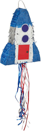 Rocket Pinata Children Relaxdays 40x30x9cm Blue Silver Red