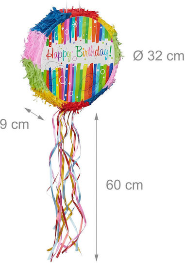 Birthday Piñata Set Relaxdays Colorful 32x9cm Stick Mask