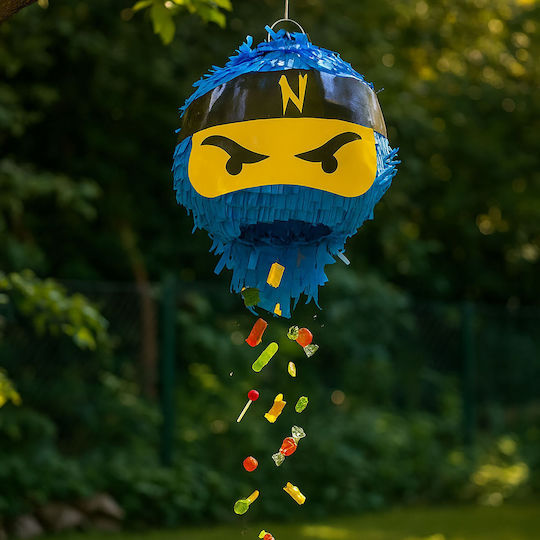 Piñata Pentru Petreceri Copii Relaxdays Design Ninja Set Multicolor Mască Liliac 25x25x25 Cm