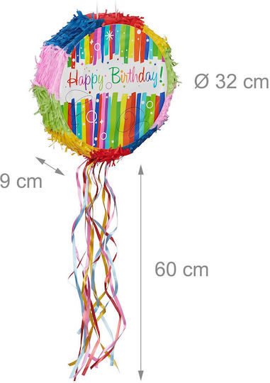 Relaxdays Pinata Happy Birthday Blue Green Red 32x9x32 Cm