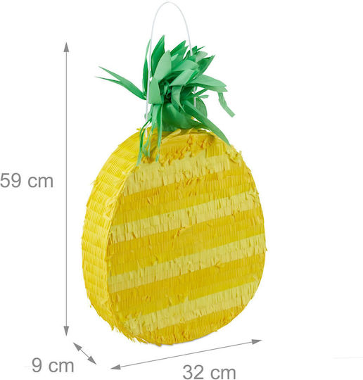 Relaxdays Pineapple Pinata Yellow Green 59x32x9cm