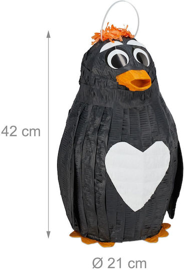 Relaxdays Penguin Pinata White Black Orange 42x21x21cm