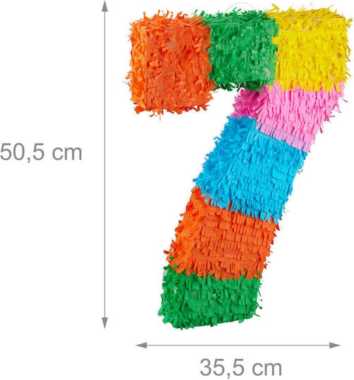 Relaxdays Pinata Numărată De Ziua De Naștere Galben Albastru Deschis/Roz 50.5x7.5x35.5 Cm