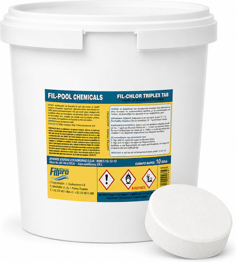 Filchlor Triplex Πολυταμπλέτες για Πισίνα Πολυταμπλέτα 3 Συστατικών σε Ταμπλέτες 10kg