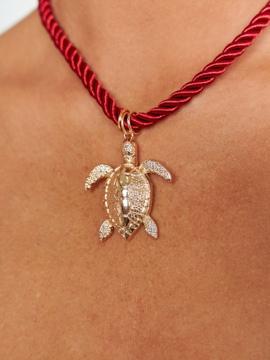 Gold Plated Cord Necklace with Hanging Lucky Charm