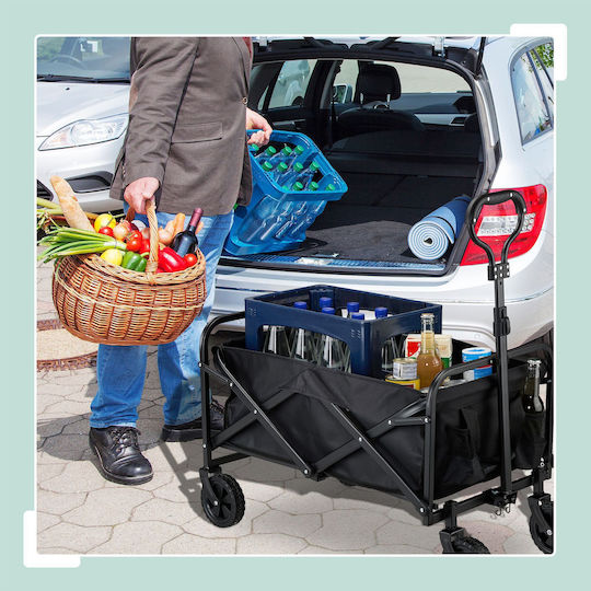 Relaxdays Sistem pentru Transport / Ridicare a Sarcinilor Pliabil pentru Sarcină de până la 100 kg în Culoare Neagră