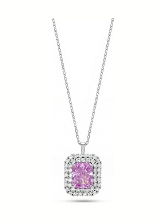 Kiriakos Gofas Silver Necklace with Purple Zircon