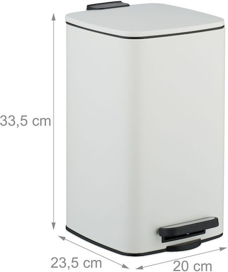 Relaxdays Plastic Waste Bin with Pedal White 8lt