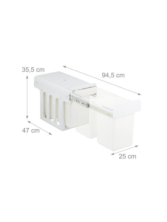 Relaxdays Coș de Gunoi Plastic Alb 15l