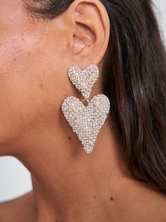 Herz Ohrringe mit Strass Vergoldet