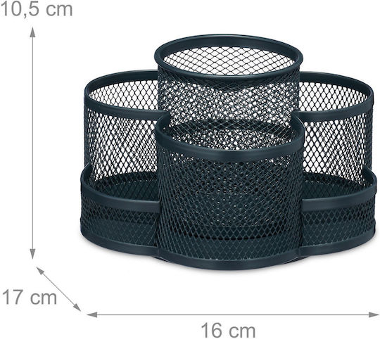 Pen Holder Relaxdays Mesh Design 7 Compartments Gray 10.5x16x17cm