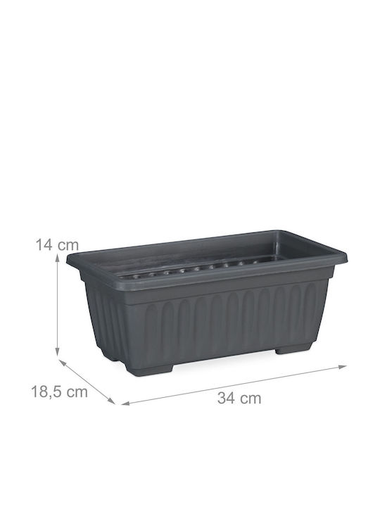 Relaxdays Vaze Pentru Plante Din Plastic Gri 14x34x18.5cm Set 4 Bucăți