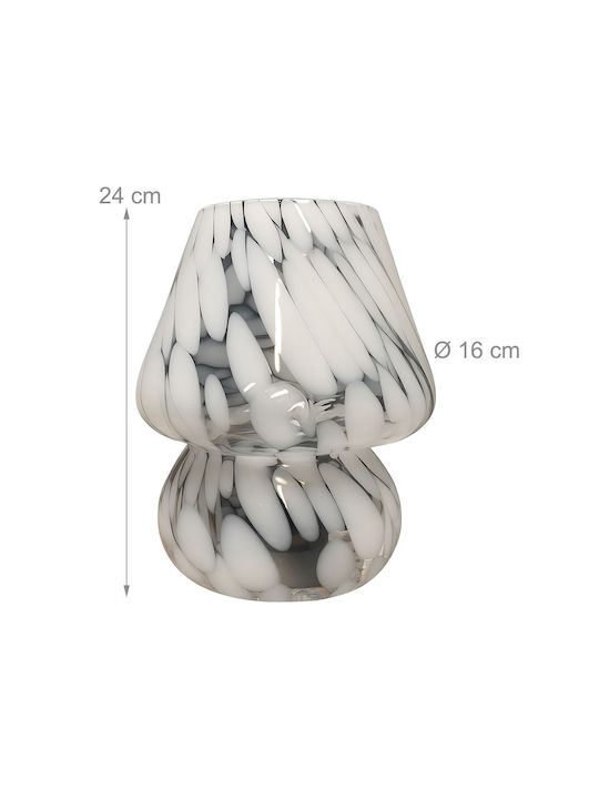 Relaxdays Lampa de Masă din Sticlă pentru Soclu E27 cu Abajur Alb și Bază