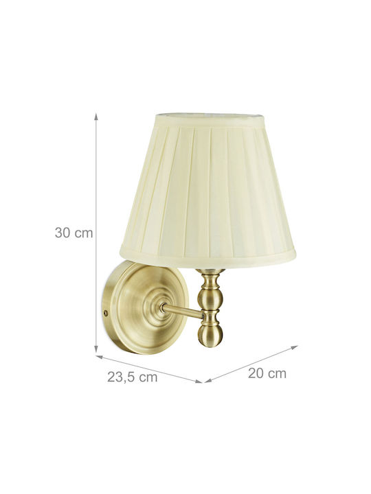 Relaxdays Vintage Lampă de Perete cu Soclu E14 Albă 30cm