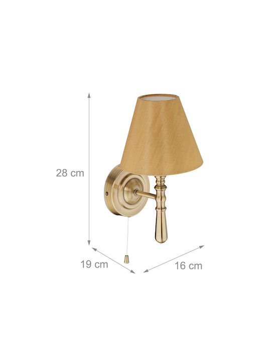 Relaxdays Lampă de Perete cu Soclu E14 Aurie 28cm