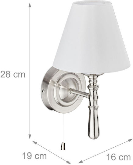 Relaxdays Lampă de Perete cu Soclu E14 Albă 28cm