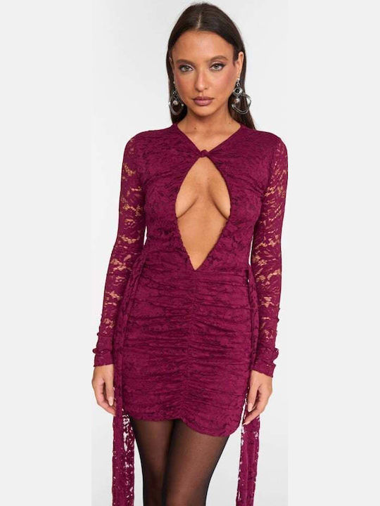 Mini Abendkleid Mit Spitze Burgundisch