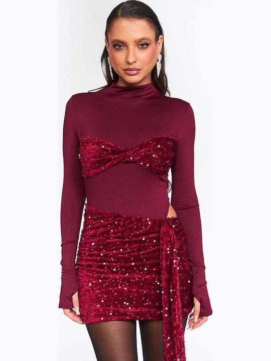 Mini Evening Dress Burgundy