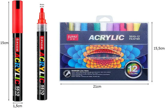 Verk Group Markeri Acrilici 4mm Set 12 Bucăți