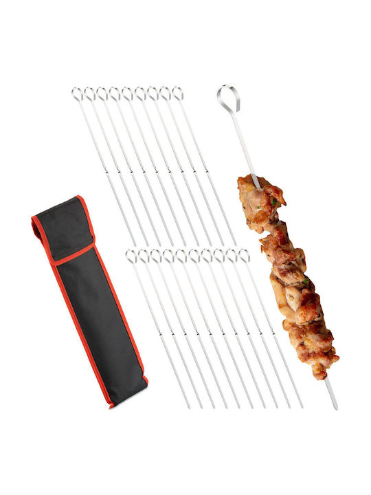 Set 20 Stainless Steel Grill Utensils Relaxdays Easy To Use Curved Handle