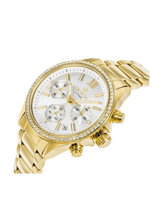 Giewont Womens Chronograph Battery Watch With Gold Metal Bracelet