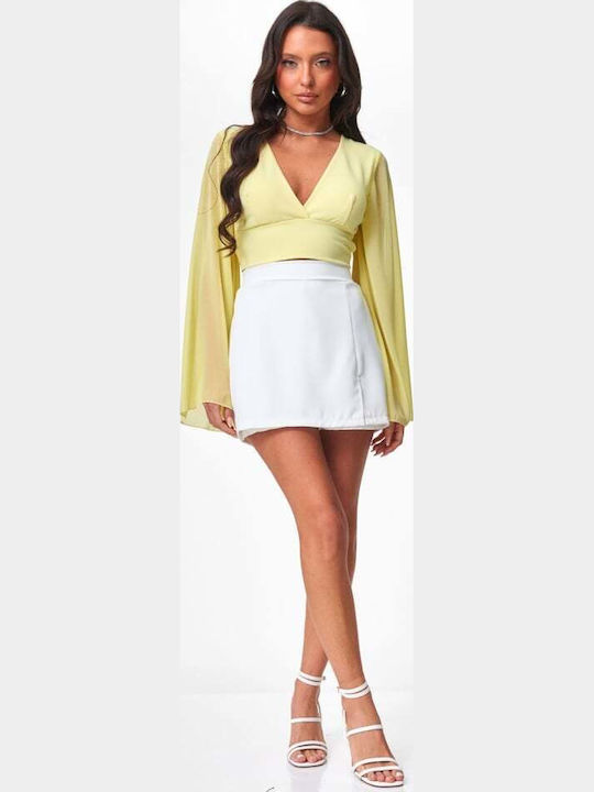 Women's Blouses Crop Top Yellow