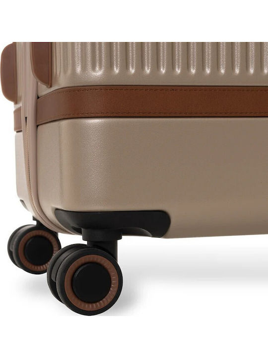 The Chesterfield Brand Large Hard Travel Suitcase Champagne with 4 Wheels Height 75cm