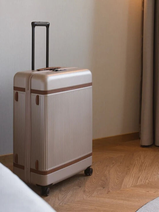 The Chesterfield Brand Large Hard Travel Suitcase Champagne with 4 Wheels Height 75cm