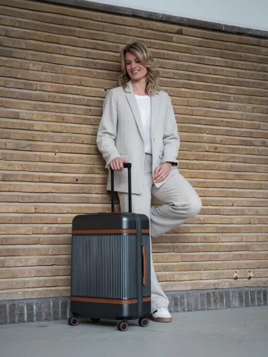 The Chesterfield Brand Large Hard Travel Suitcase Graphite with 4 Wheels Height 75cm
