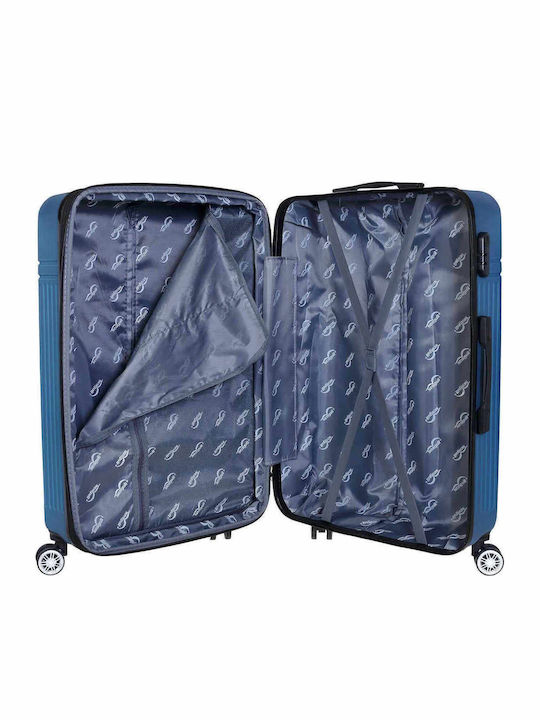 Seagull Hard Blue Travel Suitcases with 4 Wheels Set of 2 Pieces