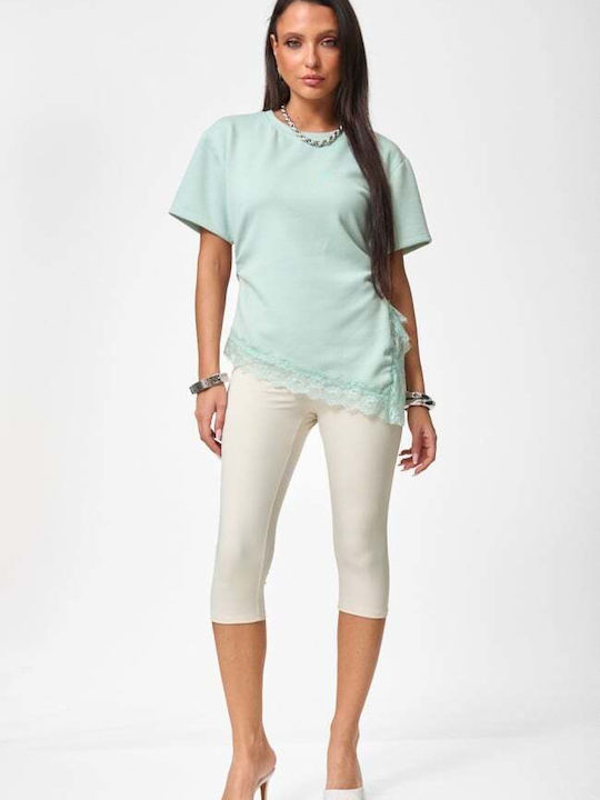 Damen Bluse mit Spitze Hellbraun