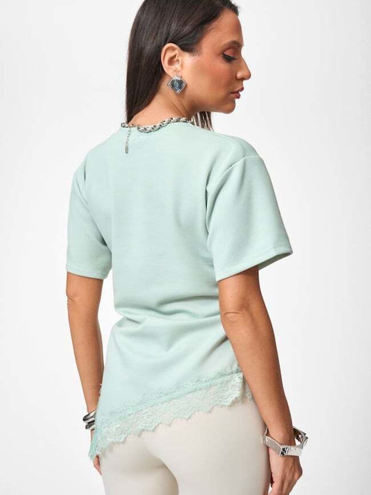 Damen Bluse mit Spitze Hellbraun