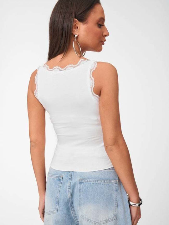 Women's Blouse with Lace White