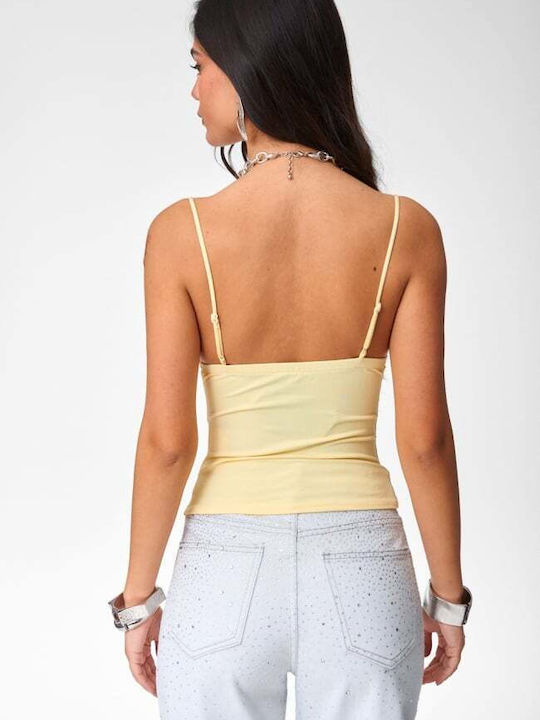 Damen Bluse mit Spaghetti-Träger Gelbe