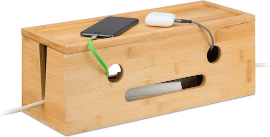 Relaxdays Bamboo Box Cable Management Light Brown 0