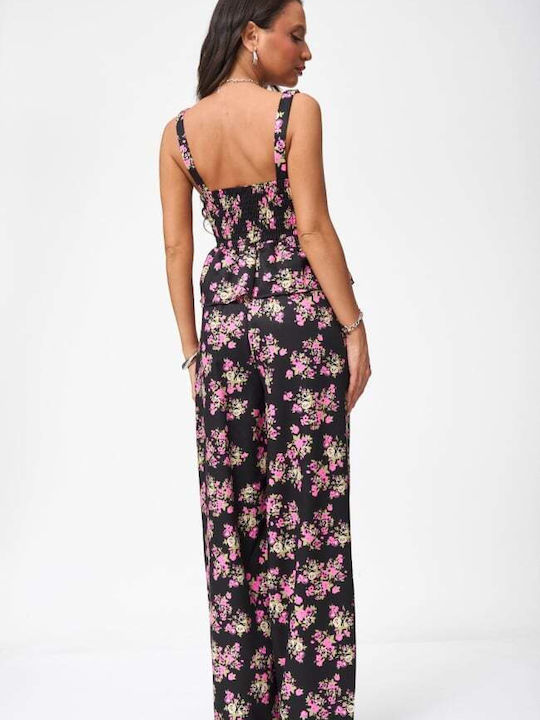 Women's Black Set with Floral Trousers