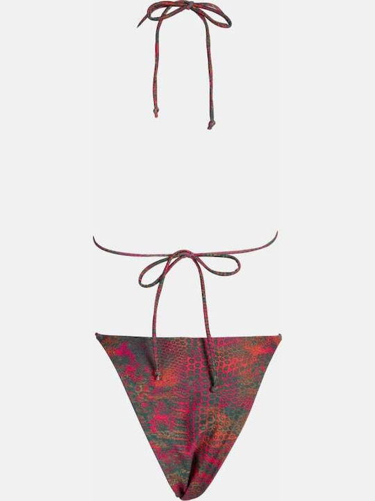Set Bikini 3 Τεμαχίων Τριγωνάκι Animal Print Ματζεντα
