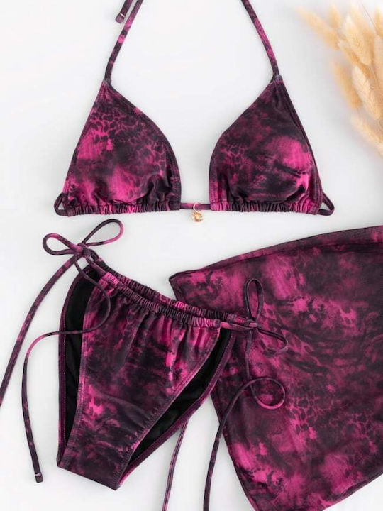 Set Bikini 3 Pieces Triangle Magenta