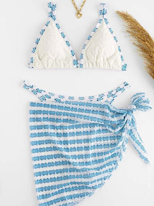 Set Bikini 3 Τεμαχίων Τριγωνάκι Ασπρο
