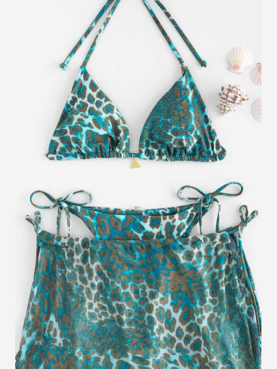 Set Bikini 3 Τεμαχίων Τριγωνάκι Πετρολ