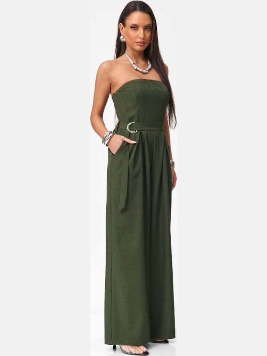 Γυναικεία Strapless Ολόσωμη Φόρμα Χακι