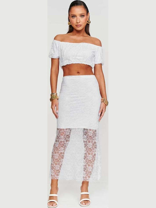 Set with Maxi Skirt White