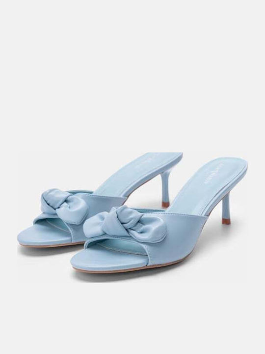 Pantofi Mules Dama Cu Toc În Albastru Deschis