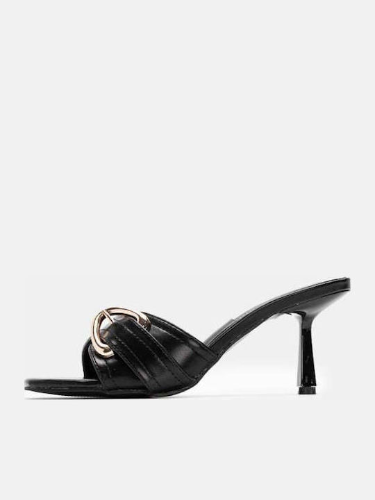 Damen Pantoletten mit Absatz in Schwarz Farbe