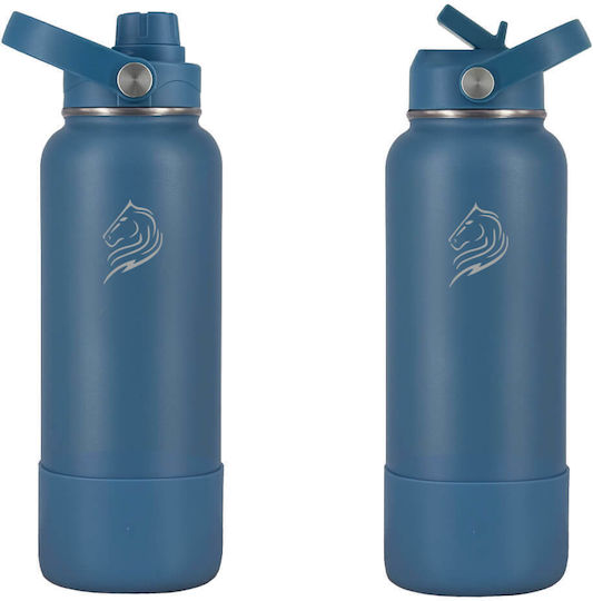 Cool'NMore Μπουκάλι Θερμός Ανοξείδωτο BPA Free 1lt Denim με Καλαμάκι, Λαβή, Επιστόμιο και Θηλιά