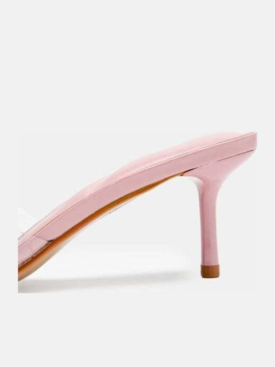 Women's Mules with Heel in Pink Color