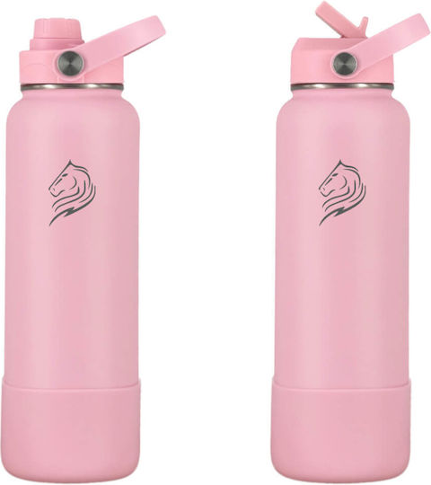 Cool'NMore Μπουκάλι Θερμός Ανοξείδωτο BPA Free 1lt Flamingo με Καλαμάκι, Λαβή, Επιστόμιο και Θηλιά