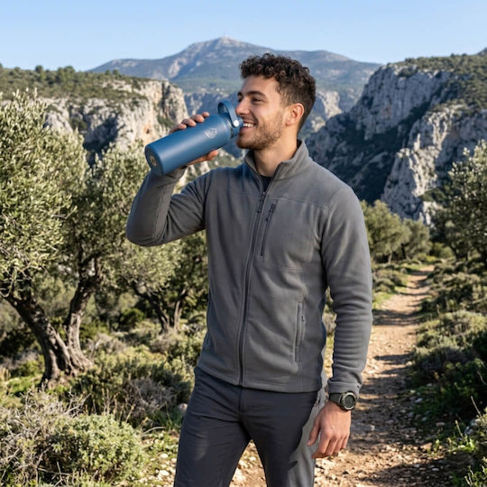 Cool'NMore Μπουκάλι Θερμός Ανοξείδωτο BPA Free 1lt Denim με Καλαμάκι, Λαβή, Επιστόμιο και Θηλιά